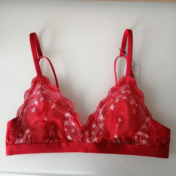 NWT Understance Triangle Lace Bralette In Goji Berry Red Lace 32B - Picture 10 of 16